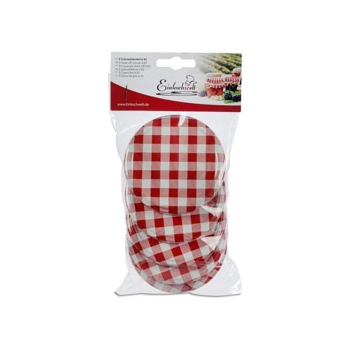 Einkochwelt jampotdeksels rood/wit Ø 82 mm (5 stuks) 