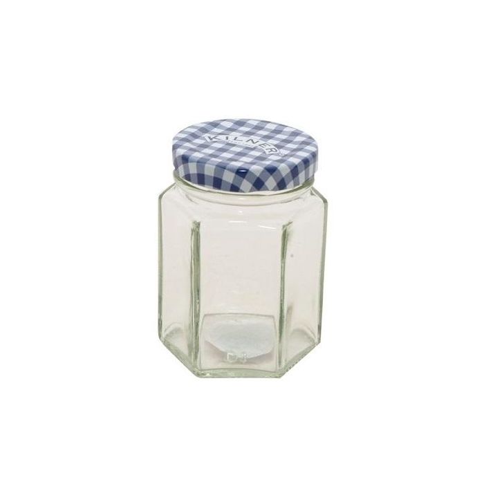 Kilner Jampot zeshoekig 110 ml - deksel blauw/wit 