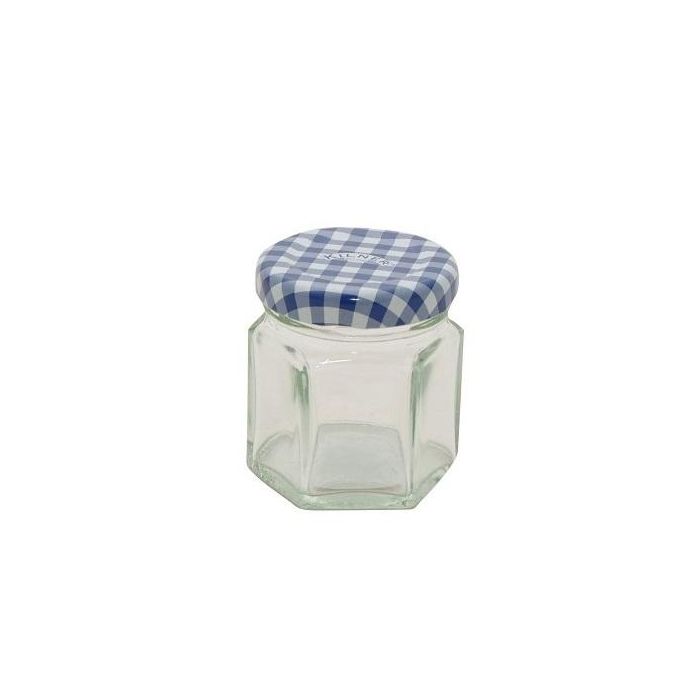 Kilner Jampot zeshoekig 48 ml - deksel blauw/wit 