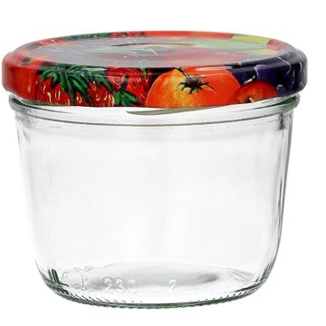 Jampot rond 230 ml - deksel fruitmotief Ø82 (6 stuks) 