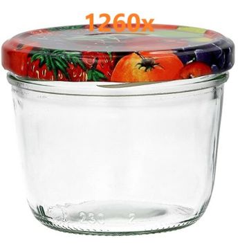 Jampot rond 230 ml - deksel fruitmotief Ø82 (6 stuks x 210 sets) 