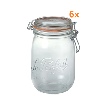 Le Parfait weckpot 1 liter - Ø 85 mm (rond model - 6 stuks) 
