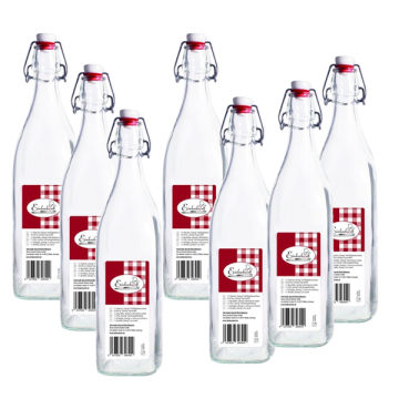Flessen 1000 ml - 6 stuks - vierkant - met beugelsluiting - per pallet - 42 dozen 