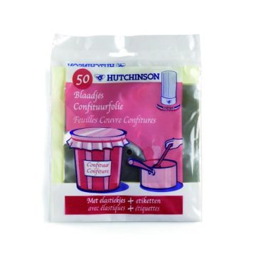 Cellofaan blaadjes voor jampotten + elastieken & etiketten 