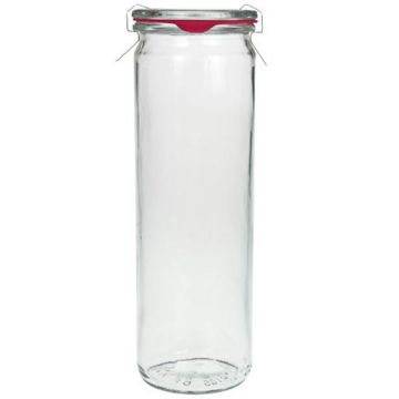 WECK cylinder model 600 ml - Ø 60 mm - met glasdeksel inmaakring weckklemmen (4 stuks) 