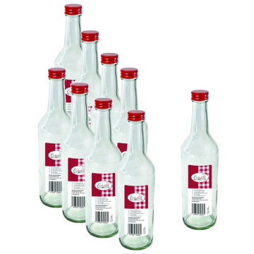Einkochwelt - doos 12 flessen - rond - 500 ml - schroefdop rood - per pallet - 48 dozen 