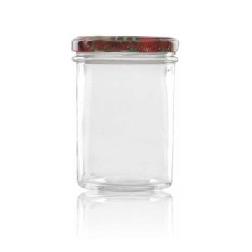 Jampot rond 230 ml - deksel fruitmotief Ø66 (6 stuks) 