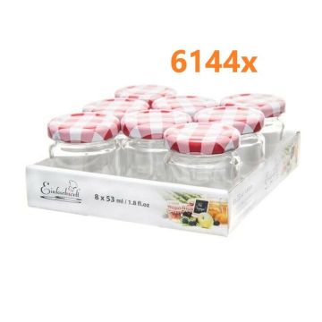 Jampot rond 53 ml - deksel rood/wit Ø43 (8 stuks x 768 sets) 