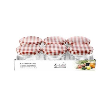 Jampot rond 230 ml - deksel rood/wit Ø82 (6 stuks) 
