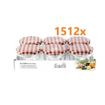 Jampot rond 230 ml - deksel rood/wit Ø82 (6 stuks x 252 sets) 
