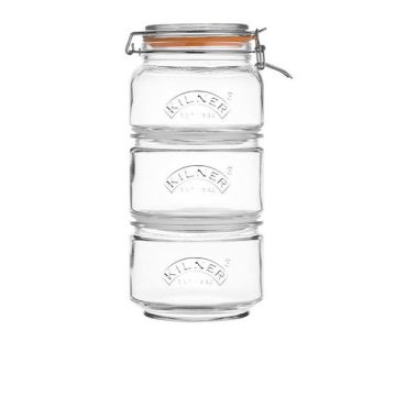 Kilner set van 3 stapelbare voorraadbokalen 
