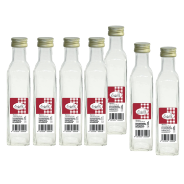 Einkochwelt - doos 12 Marasca flessen - vierkant - 250 ml - schroefdop goud - per pallet - 128 dozen 