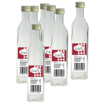 Einkochwelt - doos 12 Marasca flessen - vierkant - 500 ml - schroefdop goud - per pallet - 60 dozen 
