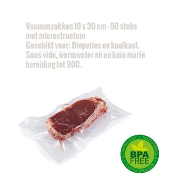 Vacuumzakken 10 x 30 cm - 50 stuks met microstructuur 
