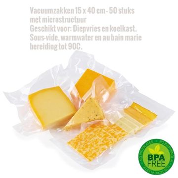 Vacuumzakken 15 x 40 cm - 50 stuks met microstructuur 