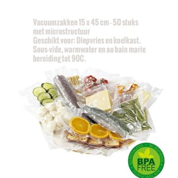 Vacuumzakken 15 x 45 cm - 50 stuks met microstructuur 