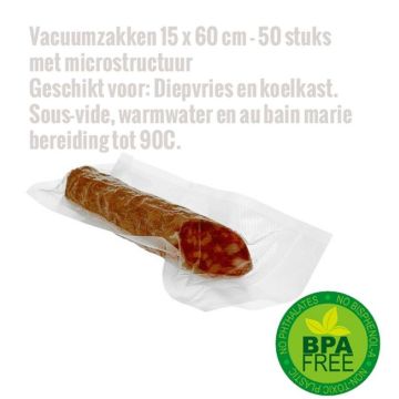 Vacuumzakken 15 x 60 cm - 50 stuks met microstructuur 