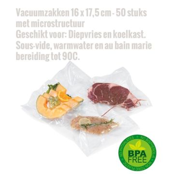 Vacuumzakken 16 x 17,5 cm- 50 stuks met microstructuur 
