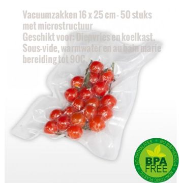 Vacuumzakken 16 x 25 cm - 50 stuks met microstructuur 