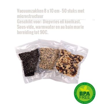 Vacuumzakken 8 x 10 cm - 50 stuks met microstructuur 