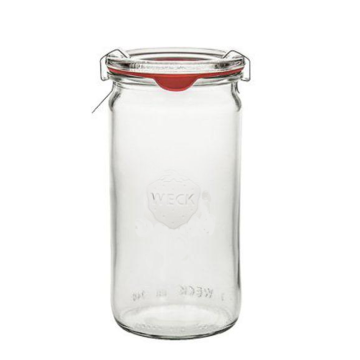 WECK cylinder model 340 ml - Ø 60 mm - met glasdeksel inmaakring weckklemmen (4 stuks) 