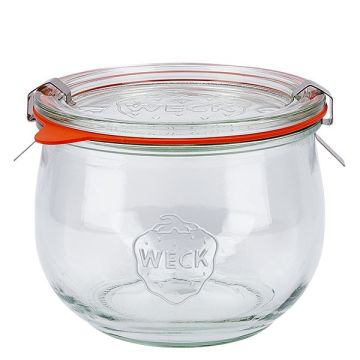 WECK Tulpglas 580 ml - Ø 100 mm - met glasdeksel inmaakringen weckklemmen (4 stuks) 